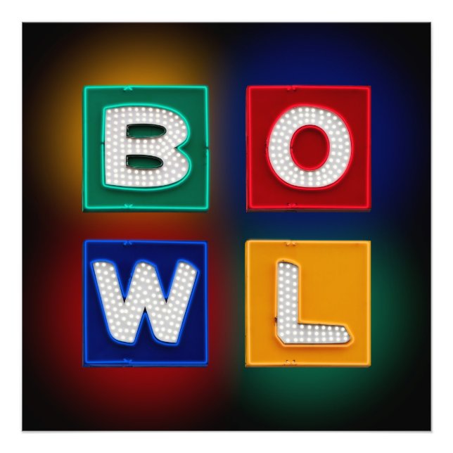 Foto B O W L, Arte de Parede de Boliche (Frente)