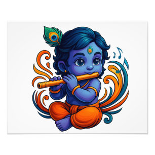 Foto Baby Krishna com Flauta - Víbias da Paz   3D vibra
