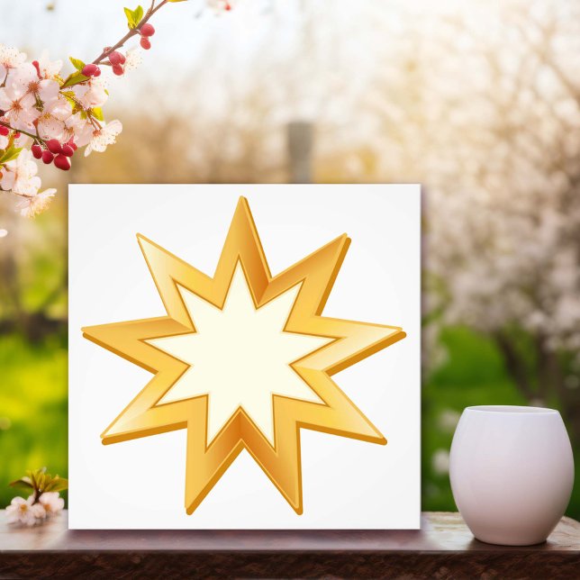 Foto Baha'i (Peace. Nine pointed star, symbol of the Baha’i faith in gold. )