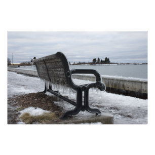 Foto Banco de parque do Lago Superior no inverno
