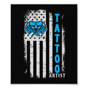Foto Bandeira americana dos EUA com artista do tatuagem