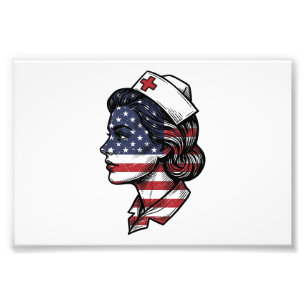 Foto Bandeira Americana Vintage Perfil de Enfermeira De