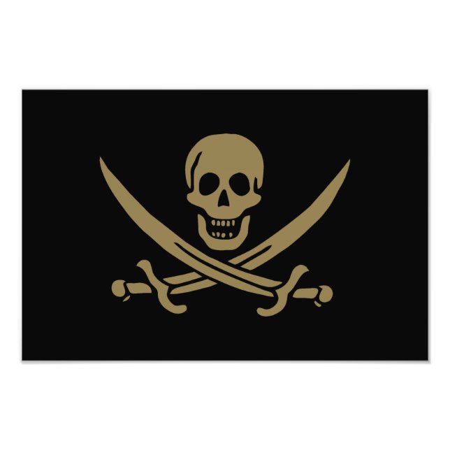 Foto Bandeira Dourada do Caveira e Espadas Pirata de Ca (Frente)
