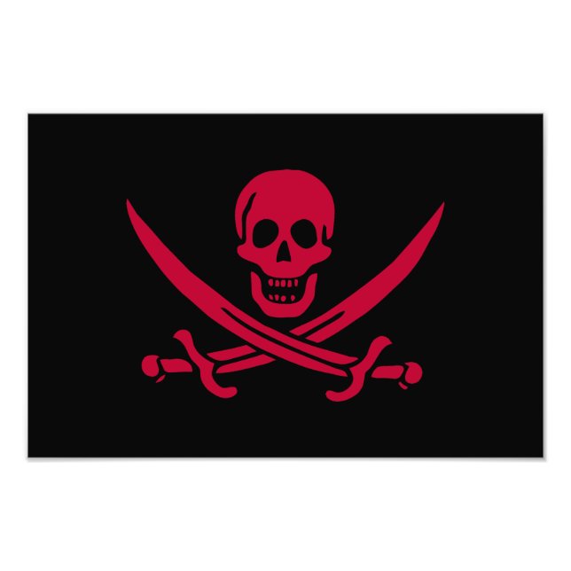 Foto Bandeira pirata da Caveira Vermelha e Espadas de C (Frente)