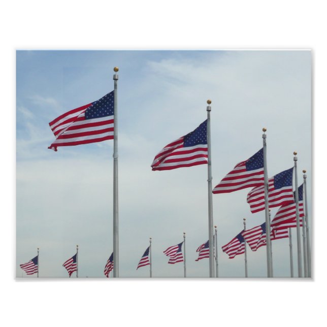Foto Bandeiras Americanas no Monumento a Washington (Frente)