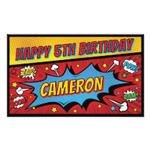 Banner de Aniversário de Super-Herói de Quadrinhos