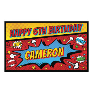 Foto Banner de Aniversário de Super-Herói de Quadrinhos