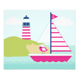 Foto Barco e Farol, cor-de-rosa,