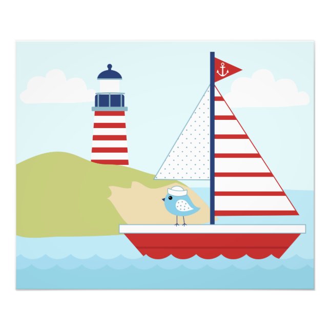Foto Barco e Farol de Velas Vermelhas (Frente)