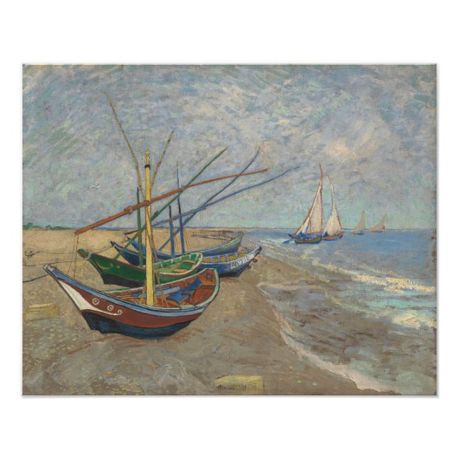 Foto Barcos de pesca na praia de Les Saintes-Maries (Frente)