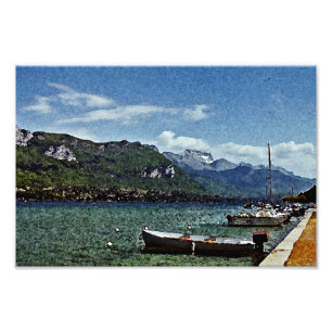 Foto Barcos e montanhas do lago em Annecy France
