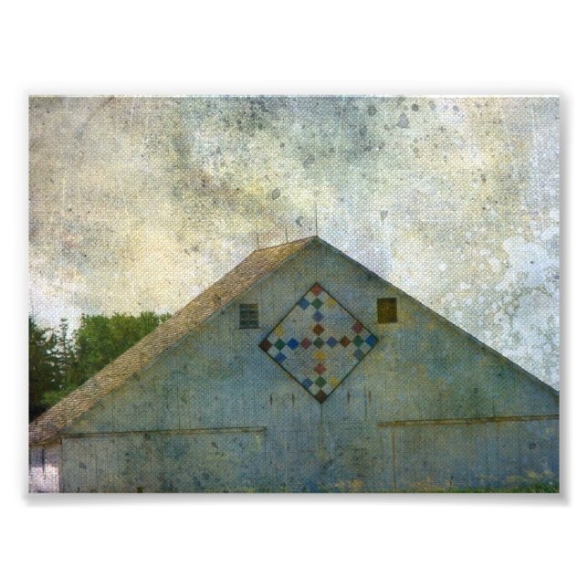 Foto Barn De Iowa Rural Com Quilt Grunge (Frente)