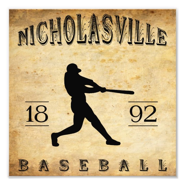 Foto Baseball de Nicholasville Kentucky em 1892 (Frente)