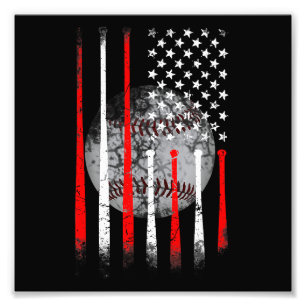 Foto Baseball EUA Flag American Flag Vintage