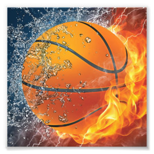 Foto basquete flamejante