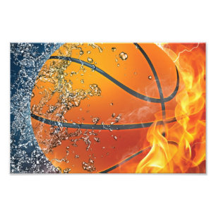 Foto basquete flamejante