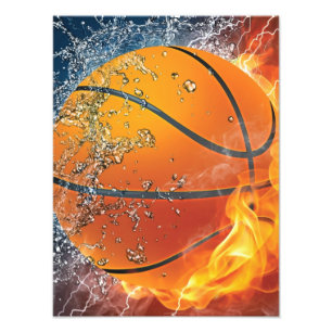 Foto basquetebol flamejante