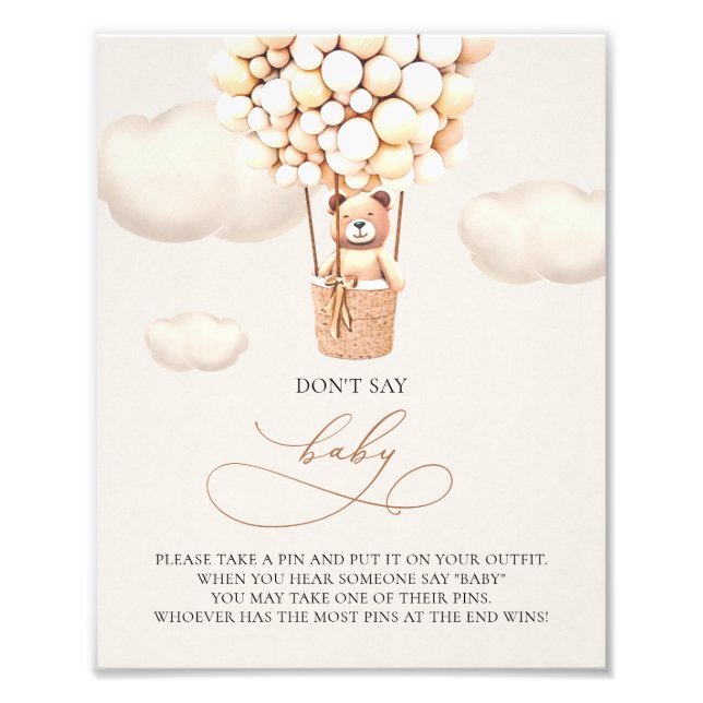 Foto Bear Balões - Não diga BABY - Sinal (Frente)