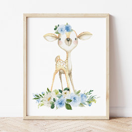 Foto Bebê, Animais Da Floresta, Boho, Flores Azuis