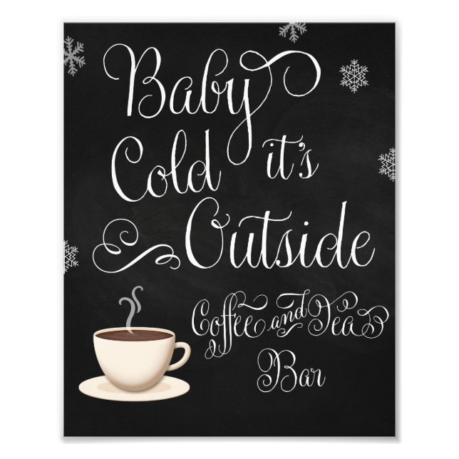 Foto Bebê está frio lá fora Sinal de casamento de café (Frente)