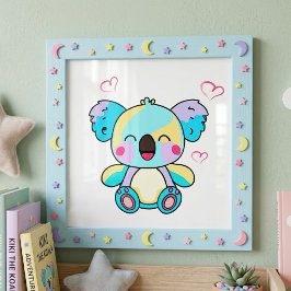 Foto Bebê Koala Kawaii Sorridente com Corações de Amor