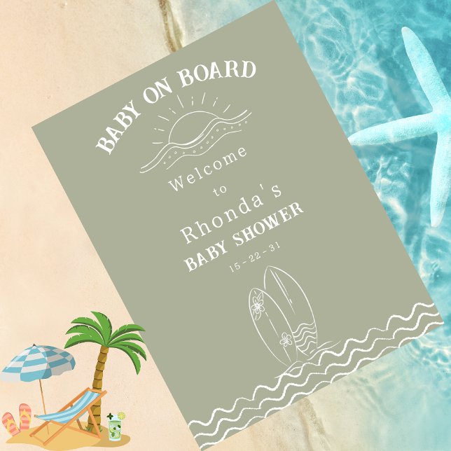 Foto Bebê no Conselho Chá de fraldas Verde Neutro Bem-v (Criador carregado)