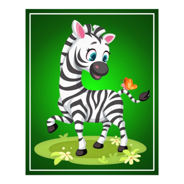 Foto Bebê Zebra Desenhando Brincando com Borboleta-2396 (Frente)