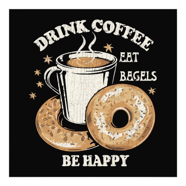 Foto Beber Café Comer Bagels Ser Feliz (Frente)
