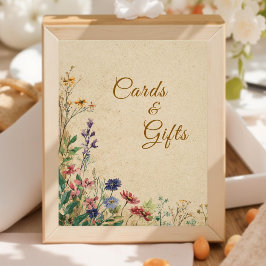 Foto Beige Border Rustic Boho Wildflower Sinal