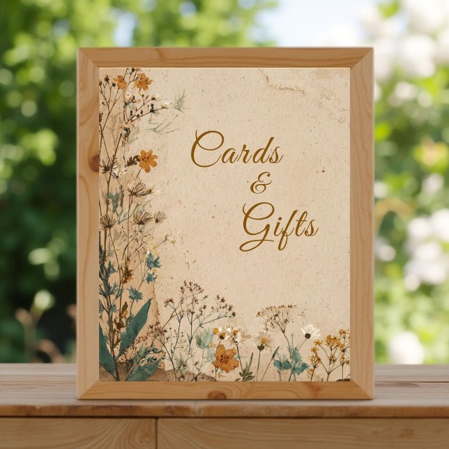 Foto Beige Border Rustic Boho Wildflower Sinal (Criador carregado)