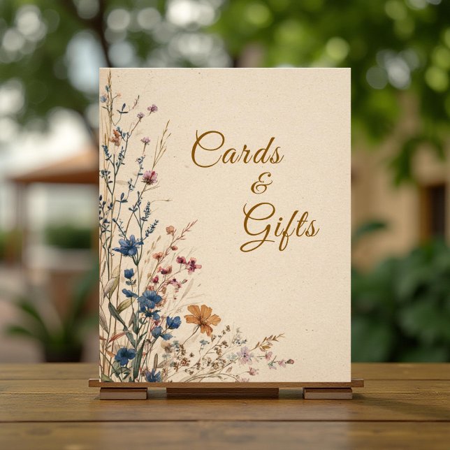 Foto Beige Border Rustic Boho Wildflower Sinal (Criador carregado)