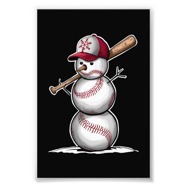 Foto Beisebol Snowman Balls Snow Natal Presente no Nata (Frente)