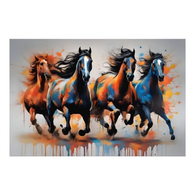 Foto Bela pintura de cavalos (Frente)