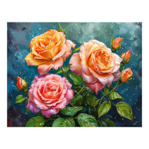 Foto Belas Rosas Floridas com Gotículas de Água