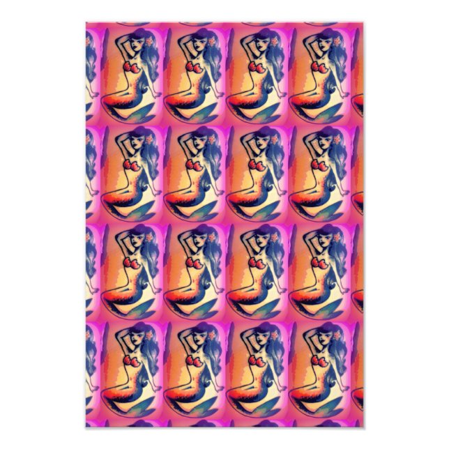 Foto beleza da sereia de cabelos escuros (Frente)