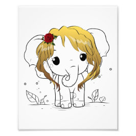 Foto Belo elefante bebê fêmea com cabelo amarelo