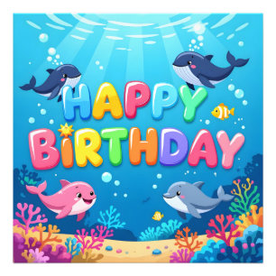 Foto Belo golfinho náutico de aniversário feliz