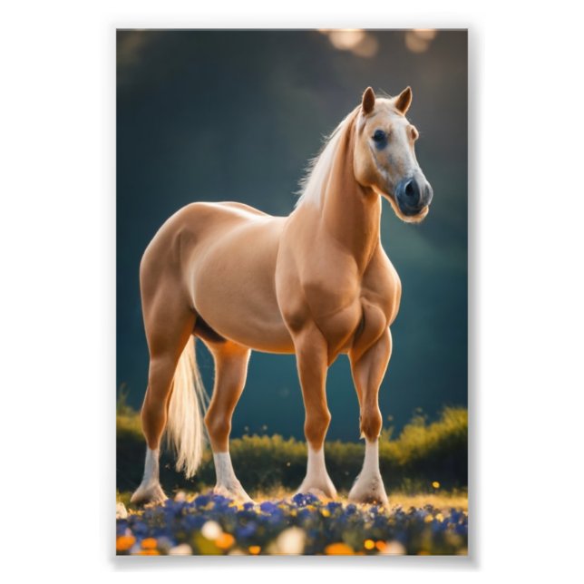 Foto Belo Palomino Quarter Horse com flores (Frente)