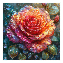 Foto Belo rosa com gotículas de água