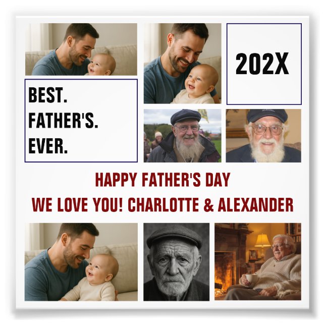 Foto Best Father Ever Photo Collage and Custom Text (Frente)