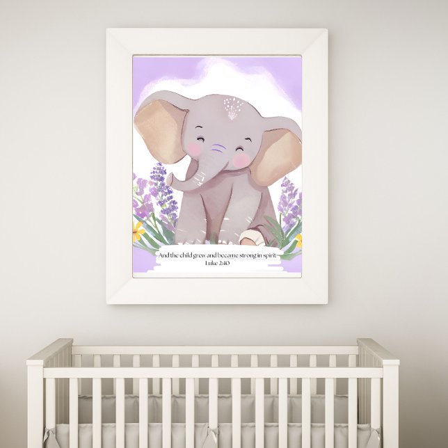 Foto Bíblia Verse Elephant Baby Nursery Art (Criador carregado)
