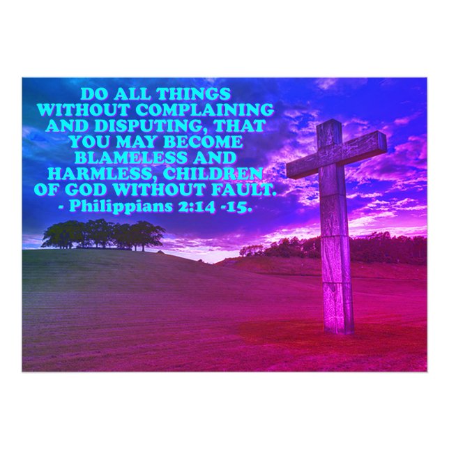Foto Bíblia verso dos Philippians 2:14-15. (Frente)