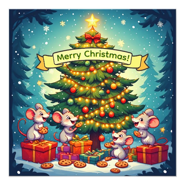 Foto Biscoitos de Ratos Fofos Árvore de Natal Alegria F (Frente)