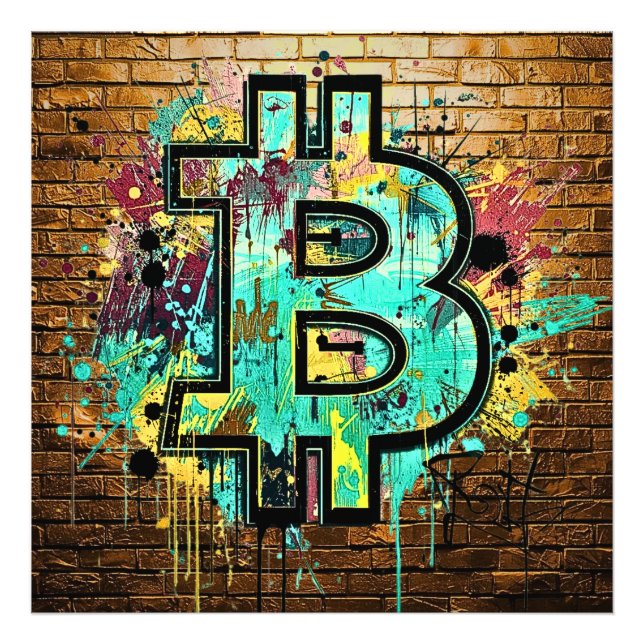 Foto Bitcoin Street Art Poster – Colorful Graffiti Desi (Frente)