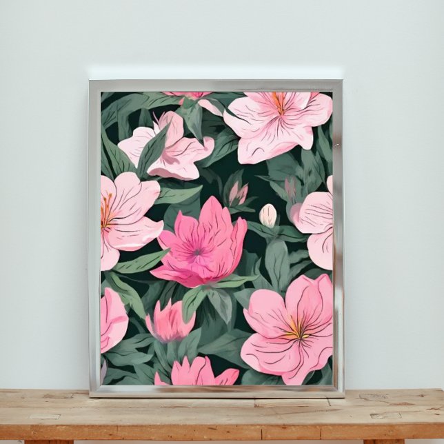 Foto Black Elegance: Pink Floral Seamless Pattern (Criador carregado)
