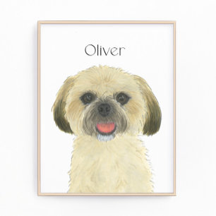 Foto Blonde Personalizada Tan Ouro Shih Tzu Art