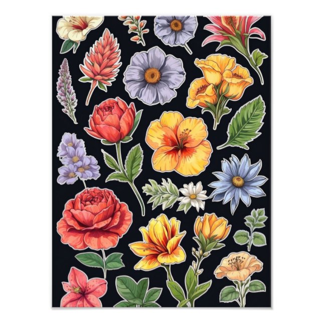 Foto Bloom Burst: Um Vibrante Design Floral (Frente)