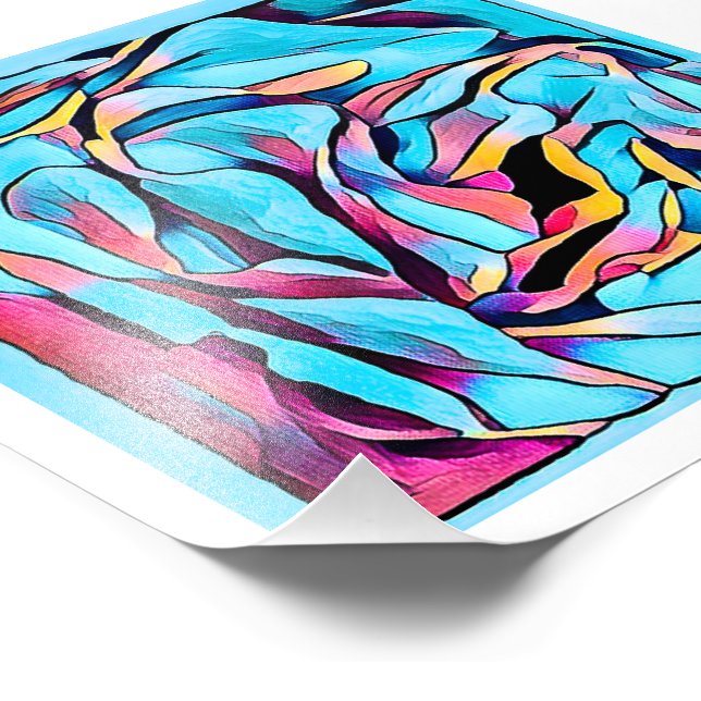 Foto Blue Floral Art Impressão (Borda)