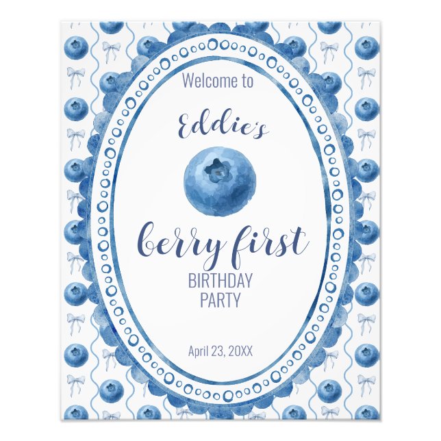 Foto Blueberry Baby's Berry First 1st Birthday Party (Frente)