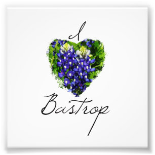 Foto Bluebonnet "I Heart Bastrop' Square Impressão